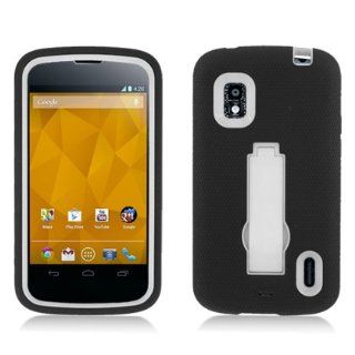 Aimo Wireless LGE960PCMX028S Guerilla Armor Hybrid Case with Kickstand for LG Nexus 4 E960   Retail Packaging   Black/White: Cell Phones & Accessories