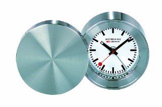 Mondaine A992.TRAL.16SBB Travel Alarm Clock White Dial Steel Case: Watches