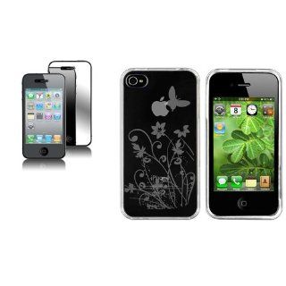 CommonByte Clear Flower TPU Skin CASE Cover+MIRROR LCD Screen Guard for iPhone 4 4S 4G IOS: Cell Phones & Accessories