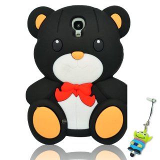 I Need(TM) Adorable 3D Teddy Bear Soft Silicone Case Cover Compatible For Samsung Galaxy S4 I9500 With 3D Alien Stylus Pen(Black): Cell Phones & Accessories