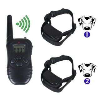Petainer Rechargeable Waterproof 300m Remote Control Pet Dog Training Collars for 2 Dogs Pet998dr : Pet Supplies