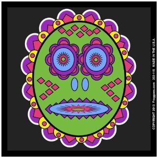 TRIBAL DAY OF THE DEAD   GREEN/BLACK   STICK ON CAR DECAL SIZE 3 1/2" x 3 1/2"   VINYL DECAL WINDOW STICKER   NOTEBOOK, LAPTOP, WALL, WINDOWS, ETC. COOL BUMPERSTICKER   Automotive Decals