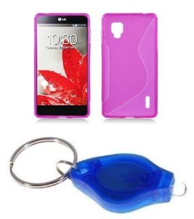 Hot Pink TPU Flex Gel Case + ATOM LED Keychain Light for LG Optimus G LS970 (Sprint): Cell Phones & Accessories