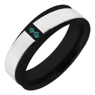blue diamond accent wedding band in two tone stainless steel orig $ 59