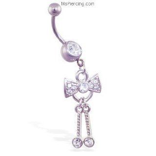 Navel ring with dangling jeweled bow and dangles: Jewelry Products: Jewelry