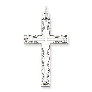 Sterling Silver Laser Designed Cross Pendant, Best Quality Free Gift Box Satisfaction Guaranteed Jewelry