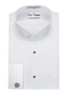 Kyle Thomas Men's Tuxedo Shirt 1/4" Wing Collar, French Cuffs, White at  Mens Clothing store: