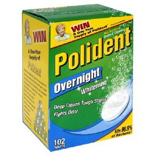Polident Overnight Double Action Denture Cleanser 102 tablets: Health & Personal Care
