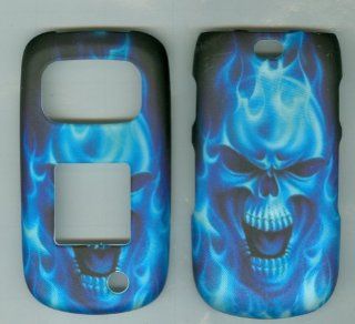 Blue Burning Skull Fire Samsung Rugby 3 III Sgh a997 Faceplate Protector Snap on Cover Case Rubberized: Cell Phones & Accessories