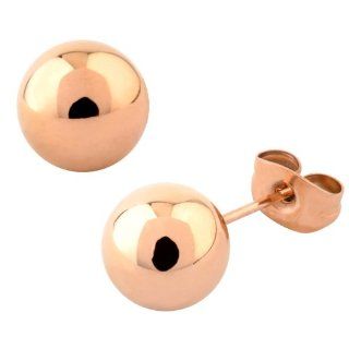 4mm   Inox 316L Stainless Steel Rose Gold Tone Ball Stud Earrings Jewelry