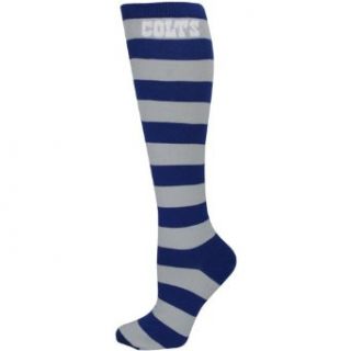 NFL Indianapolis Colts Ladies Royal Blue Silver Striped Rugby Socks: Clothing