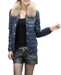 Womens Faux Fur Collar Long Sleeve Single Breasted Winter Coat Jacket