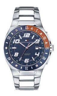Tommy Hilfiger Men's 1790535 Navy/Red Bezel Watch: Watches