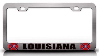 LOUISIANA Rebel Redneck Steel Metal License Plate Frame Ch # 91: Automotive