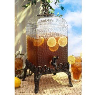 Paris Hammered Glass Beverage Dispenser with Stand 2 Gallon: Kitchen & Dining