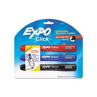 EXPO 1751665   Click Dry Erase Markers, Fine Tip, Black, 3 per Pack SAN1751665  Electronics