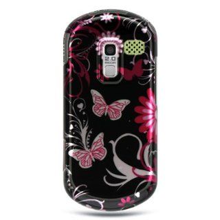 PINK BUTTERFLY Hard Plastic Graphic Case for Samsung Restore M570 (Sprint): Cell Phones & Accessories