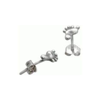 Christian Unisex Sterling Silver Footprint Stud Earrings   Purity, Chastity Earrings for Girls: Jewelry