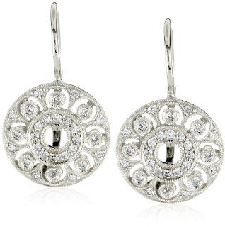 KC Designs "Estate" Diamond 14k White Gold Small Disc Earrings: Jewelry