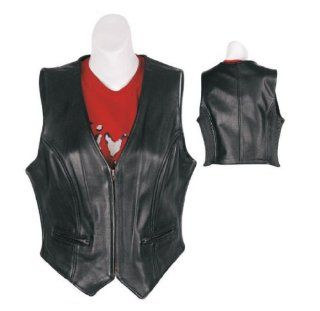 Redline Women's Motorcycle Leather Vest. Fully Lined. Stretchable Full Waist Side Gussets. L EV200: Automotive