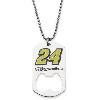 #24 Jeff Gordon Stainless Steel Signature Bottle Opener Dog Tag Pendant w/ Ball Chain: Jewelry