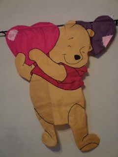 Winnie the Pooh ~ Valentines Day ~ House Sculpted Flag 37" X 40"" : Outdoor Flags : Patio, Lawn & Garden