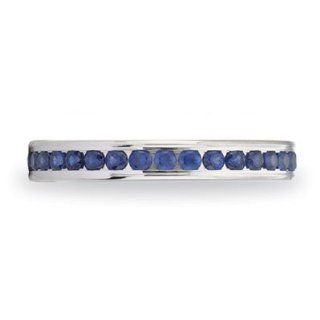 Platinum 3mm Channel Set Benchmark Blue Sapphire Mens Eternity Wedding Band Ring (1.07 cttw, AAA Quality) Size 9.5 Jewelry