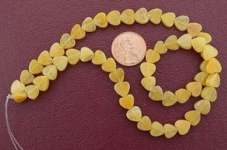 8mm Flat Heart Gemstone Yellow Jade Beads : Everything Else