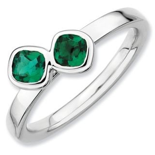 emerald double square ring in sterling silver orig $ 59 00 now $ 50