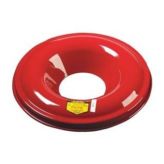Justrite 26330 Cease Fire Pail Cover special reverse baffle design directs smoke and gases down and across the opening. Steel cover has red powder coated finish, fits 30 gallon container, outside dimensions 19 7/8". Hazardous Storage Cans Industrial