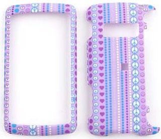 LG ENV 3 / ENV3 vx9200 Peace Signs, Hearts and Dots on Purple Hard Case/Cover/Faceplate/Snap On/Housing/Protector: Cell Phones & Accessories