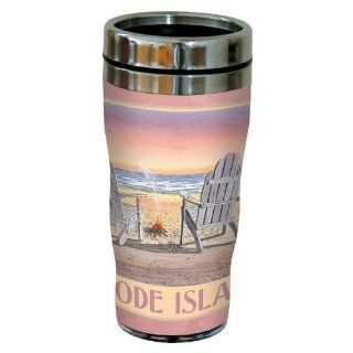 Tree Free Greetings sg23006 Coastal Rhode Island Beach Chairs by David Bartholet Stainless Steel Sip 'N Go Travel Tumbler, 16 Ounce, Multicolored: Kitchen & Dining