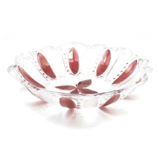 Floral Edge Leaves Pattern Fruit Vegetable Plate Container Tray Red Clear: Kitchen & Dining