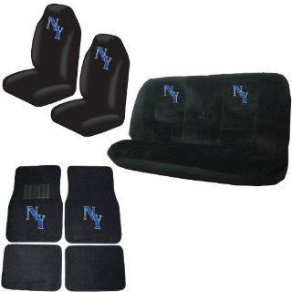 NY New York Gem Crystals Studded Rhinestone Car Truck Seat Covers Mats Bench 8 Piece Combo Kit Automotive