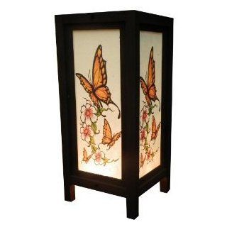 Thai Vintage Handmade Asian Oriental Butterfly Bedside Table Light or Floor Wood Paper Lamp Shades Home Bedroom Garden Decor Modern Design from Thailand    