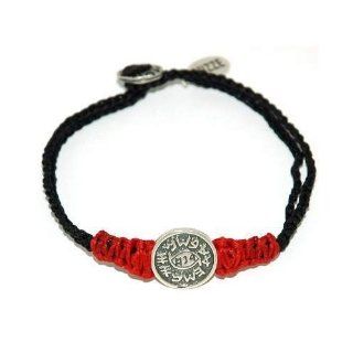 Black & Red Protection Against Evil Eye Solomon Seal Bracelet for Men: Jewelry