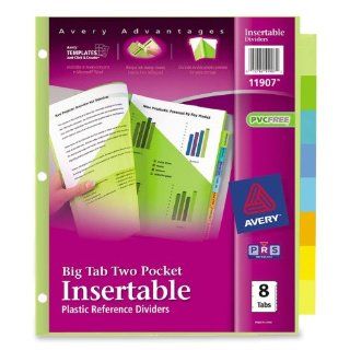 Avery Big Tab Two Pocket Insertable Plastic Dividers, 8 Tabs, 1 Set (11907) : Binder Index Dividers : Office Products