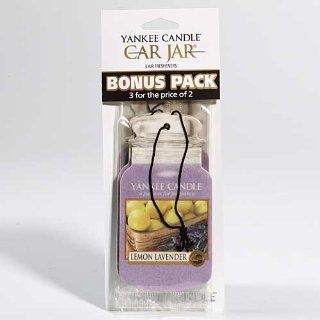 Yankee Candle Paper Car Jar Hanging Air Freshener Lemon Lavender Scent (Pack of 3)   Car Candless