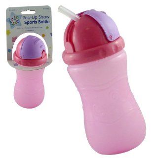 BLUE / PINK   340 ML POP UP STRAW BOTTLE FOR CHILDREN, TODDLERS, BABIES   SUITABLE FOR CHILD ABOVE 12 MONTHS +   SCREW TOP CAP AND SPILL PROOF (PINK): Baby