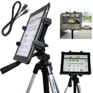 Charger City Exclusive 7" to 11" Tablet Tripod MonoPod Video Camera Mount with 1/4 20 Thread Adapter & 360 Degrees Angle Adjustment Holder for Apple iPad 2 3 4 MINI Kindle Fire HD 7 8.9 Samsung Galaxy 7.7 8 Note 10.1 Microsoft Surface Slate. 