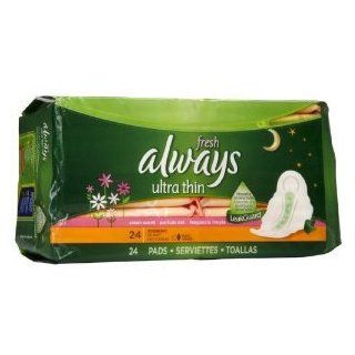 Always Ultra Thin Pads Overnight with Wings, Fresh Scent 24 Count (Pack of 6): Health & Personal Care