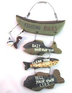 Shop Wood Fishing Rules Sign   Fish Boat Nautical Decor New Approximately 8" X 14" at the  Home Dcor Store. Find the latest styles with the lowest prices from The Beachcombers