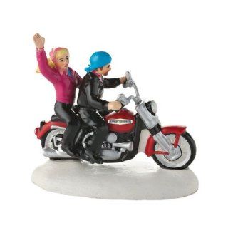 ALWAYS FUN ON Harley Davidson Figurine Christmas Snow Village Dept 56 Accessory   Holiday Figurines