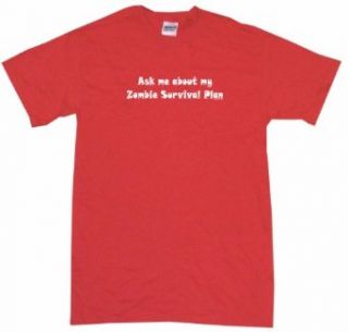 Ask Me About My Zombie Survival Plan Kids Tee Shirt: Clothing