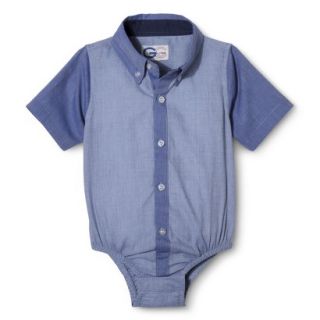 G Cutee Newborn Boys Short Sleeve Button Down Shirtzie   Chambray 3 6 M