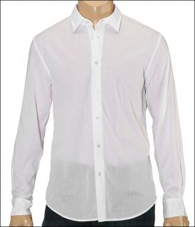 John Varvatos Star U.S.A. Slim Fit Shirt With Back Darts Mens Long Sleeve Button Up (White)