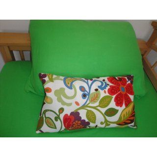 Flora Bunga Collection   Richloom Designer 12"x20" Lumbar Boutique Throw Outdoor Pillow Covers   Floral, Flowers and Stripes   Red, White, Green, Brown, Orange, and Blue Hues   1 Pillow Cover : Patio Furniture Pillows : Patio, Lawn & Garden