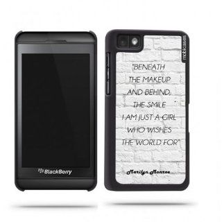 Marilyn Monroe Quote   Beneath The Makeup And Behind The Smile I Am Just A Girl White Bricks Blackberry Z10 Case   For Blackberry Z10: Cell Phones & Accessories
