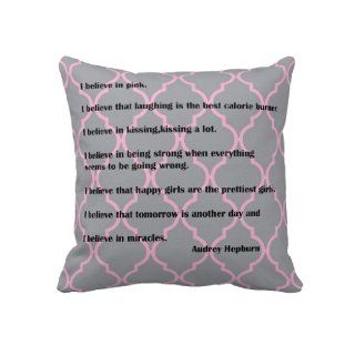 I Believe in Pink Audrey Hepburn Quotes Quatrefoil Pillow Cover 18x18, Double Sided Print Pillow Cases, Decorative Throw Pillow Covers, Cushion Covers  