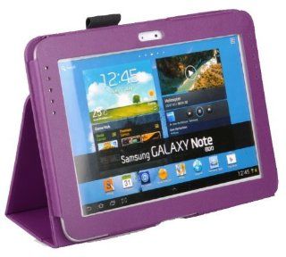 Purple Samsung Galaxy Note 10.1 'Executive Plus' Faux Leather Case with Screen Protector and Stylus Pen Holder (Fits both Tablet Versions Note 10.1 N8000/N8010): MP3 Players & Accessories